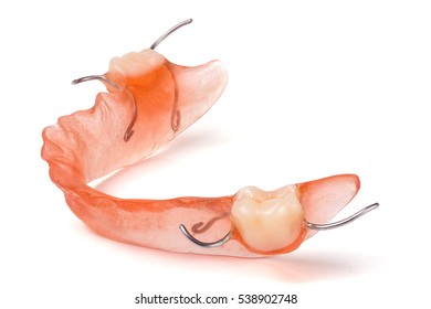 removable partial denture isolated on white background