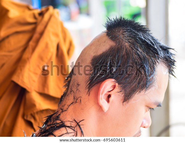 Remove Hair Asian Man Close Buddhist Stock Photo Edit Now 695603611