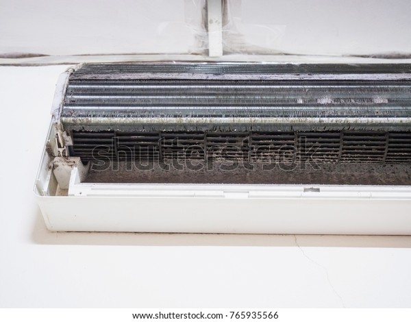 Removed Cover Air Conditioner Dirty Squirrel Stock Image