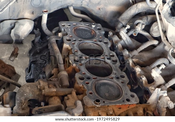 Removed diesel engines for\
servicing