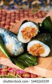 Rempah Udang. Traditional Peranakan Dumpling Dessert Snack (kueh Or Kuih), Made From Glutinous Rice And Shrimp Paste (hae Bee Hiam) Wrapped In A Pandan Or Banana Leaf