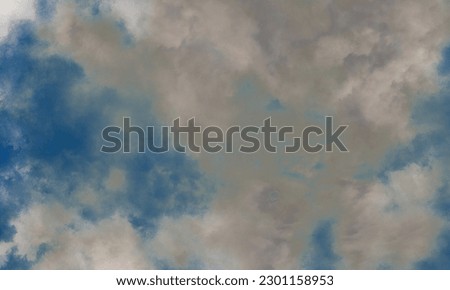 Renaissance sky Background, blue sky and white clouds Vintage painting