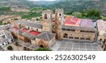 Renaissance Square in Alcaraz called Plaza Mayor with the Tardon and the Trinidad Towers. Albacete Spain