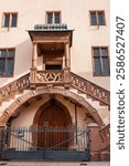 Renaissance style building was constructed in 1470, formerly in the house there was the Arsenal of Saint Barbara (Arsenal Sainte-Barbe), the patroness of gunners. Selestat, France.