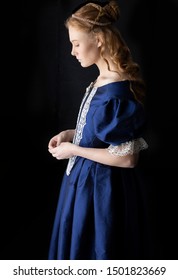 Renaissance Woman In Blue Silk Dress