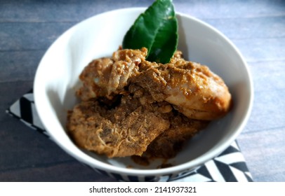 Rendang Ayam Served On White Bowl