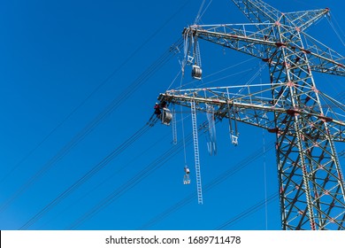 Rendsburg, Germany, March 31, 2020 - Construction Site Near Rendsburg In Germany To Build A High Voltage Power Line From Hamburg To Denmark
