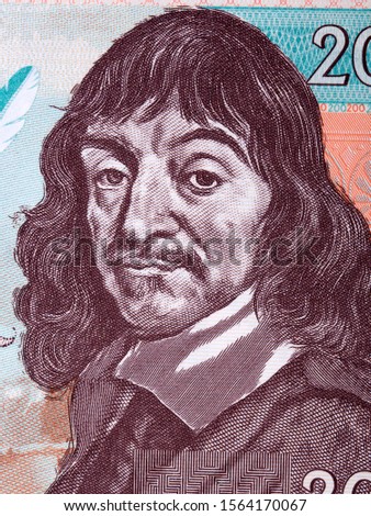 Rene Descartes a portrait from French collector's banknote
 Foto stock © 