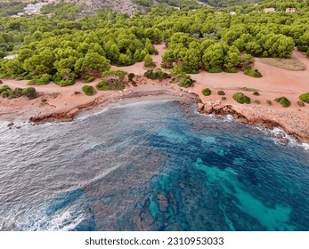 Renege Beach in Oropesa, Spain. It is the most beautiful beach in the area. This photography has been taken with a 4k drone. Colors are awesome. This photo has been used for numerous living room paint
