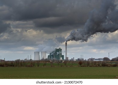 Renewable Energy Or Fossil Fuels, Dark Clouds Above The Coal-fired Power Station Of Schkopau, Saxony-Anhalt, Germany