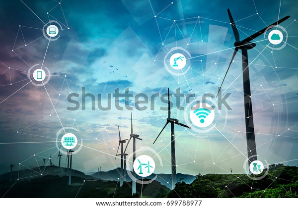 Renewable energy and Internet of Things.\
Smart factory. Smart energy. Smart grid\
concept.