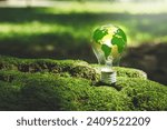 Renewable Energy.Environmental protection achieve business goals environment with light bulb that represents green energy Renewable and clean energy.