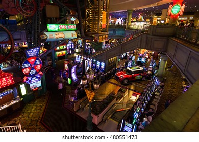  RENO, NEVADA - AUGUST 23, 2016 Eldorado Resort And Casino. Game Room Interior