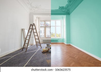 renovation concept - room before and after renovation - Shutterstock ID 1063623575