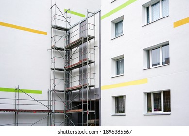 Renovation Of The Facade Of An Apartment House Using Scaffolding