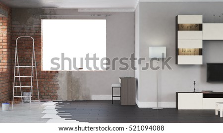 Renovation interior. 3D render
