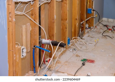 Renovation project in kitchen, construction phase where old kitchen is being demolished