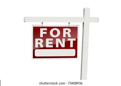 For Rent Real Estate Sign Isolated On A White Background With Clipping Path.