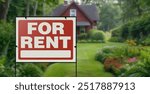 For Rent Real Estate Yard Sign in Front of House.