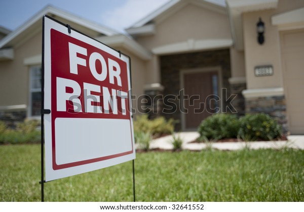For Rent sign in front of\
new house