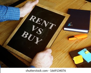 Rent Vs Buy Typed On The Small Blackboard.