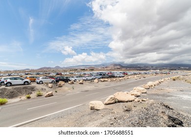 Rental Cars In Tenerife Parked Outside The Airport During The Coronavirus Crisis. Pandemic Time And No Tourist Left 40 000 Cars Unused