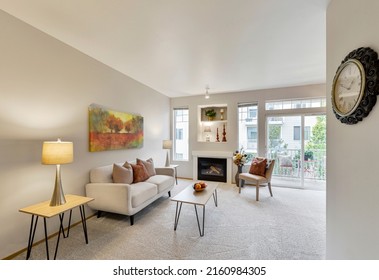 Renton, WA, USA - May 25, 2022: Modern Residential Living Room Interior