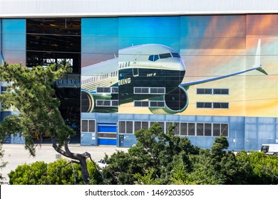 Renton, Washington / USA - July 31 2019: Boeing 737 MAX Airliner Factory In Renton, Home To 737 MAX 8, MAX 9, And MAX 10 Production Lines