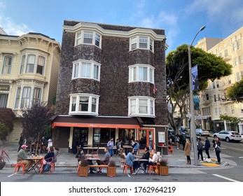 Reopening Dining Outside On Sidewalks, San Francisco, CA, USA, Day 1 Opening, June 13, 2020