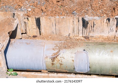 Repair Of Water Supply Networks. Replacement Of The Old Pipeline. Replacement Of The Pipe Section By Welding.Repair Of The Site On The Communication Iron Pipe Due To Corrosion.