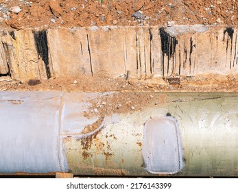 Repair Of Water Supply Networks. Replacement Of The Old Pipeline. Replacement Of The Pipe Section By Welding.Repair Of The Site On The Communication Iron Pipe Due To Corrosion.