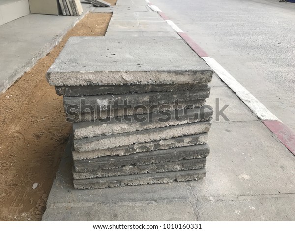 Repair Works Concrete Slabs Sand Cement Stock Photo Edit