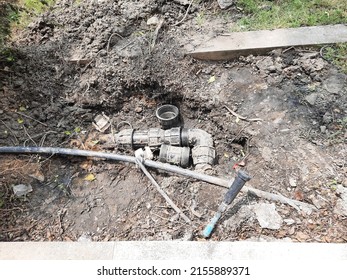 Repairing Broken Underground Pipes Maintenance Stock Photo 2155889371 ...