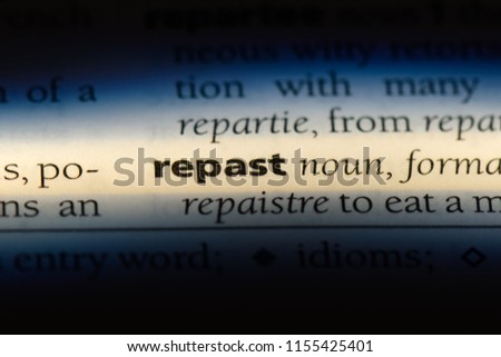repast word in a dictionary. repast concept.