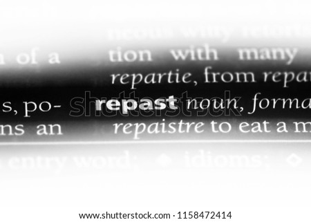 repast word in a dictionary. repast concept.