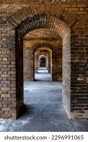 Repeating Narrow Archways in Brick Fort in Dry Tortugas National Park