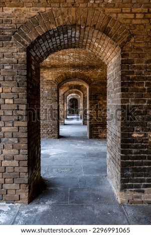 Repeating Narrow Archways in Brick Fort in Dry Tortugas National Park