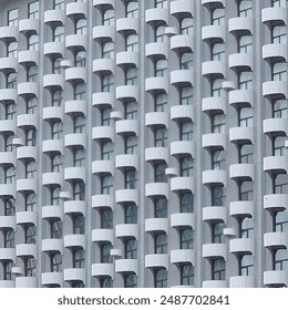 Repeating Pattern of Balconies on a Modern Building