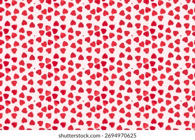 A repeating pattern of numerous small, stylized red heart shapes scattered across a light, textured background.