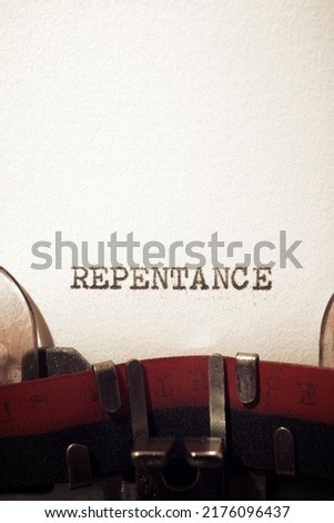 Repentance text written with a typewriter.