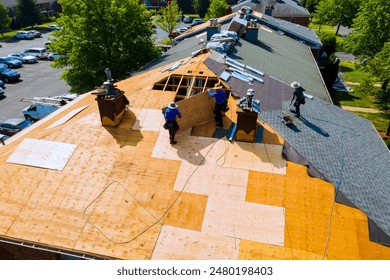 Replace old asphalt bitumen shingles on house roof in order to repair roof