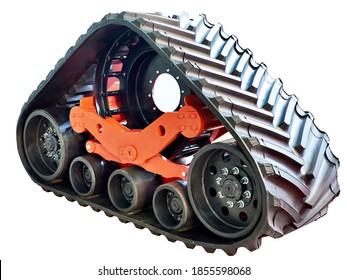 Replaceable Continuous Track Drive For Agricultural Harvester Isolated White