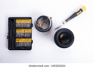 Replacement Of The Ultrasonic Motor In The Lens. Disassembling And Cleaning The Lens.