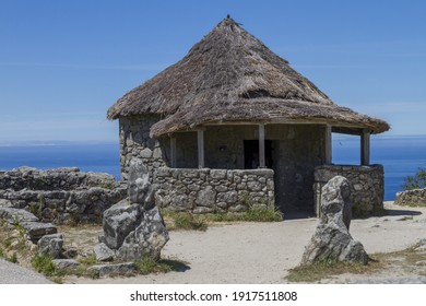 A Replica Of Celtic Huts At The Castro Culture Archaeological Site In Santa Tecla, Galicia, Spain