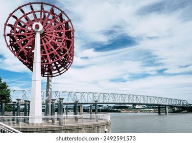 Replica of the original paddle wheel from the American Queen riverboat at the Riverwalk in downtown Cincinnati, Ohio - Powered by Shutterstock