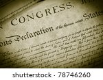 Replica of the U.S. Declaration of Independence, closeup
