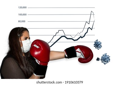 Report Of Illness And Pandemic Due To Covid 19 Female Boxer Wearing Head Mask In Mexico City