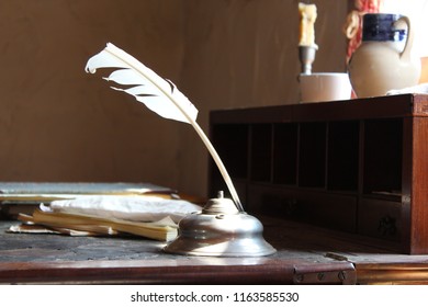 Representation Of A Merchant's Quill Pen  At Historic Colonial Michilimackinac On The Banks Of Lake Michigan