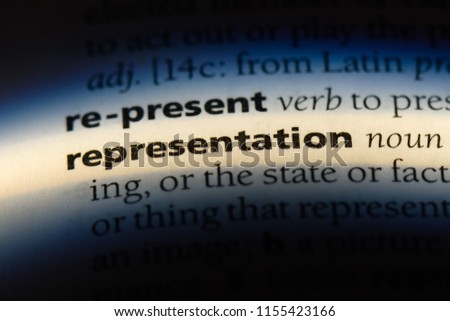 representation word in a dictionary. representation concept.
