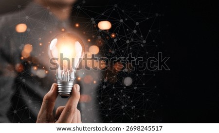Represents creative thinking, innovation, and smart solutions through technology and connection, perfect for business, education, futuristic digital transformation concepts ,inspiration for success.